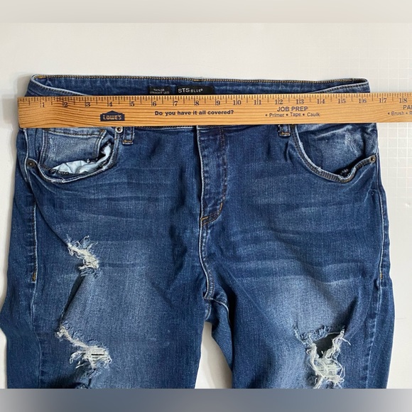 STS Blue Taylor Straight Leg Distressed Raw-Hem Embroidered Denim Jean Women 32 - Picture 5 of 11